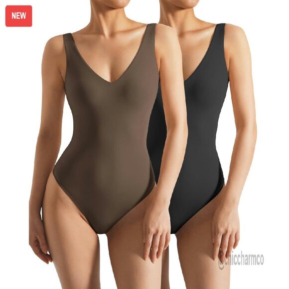 Sexy V-Neck Backless Bodysuit Thong Tank Top Sleeveless Women's
